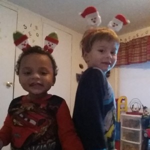 Getting ready for Christmas -- Sam and Mason